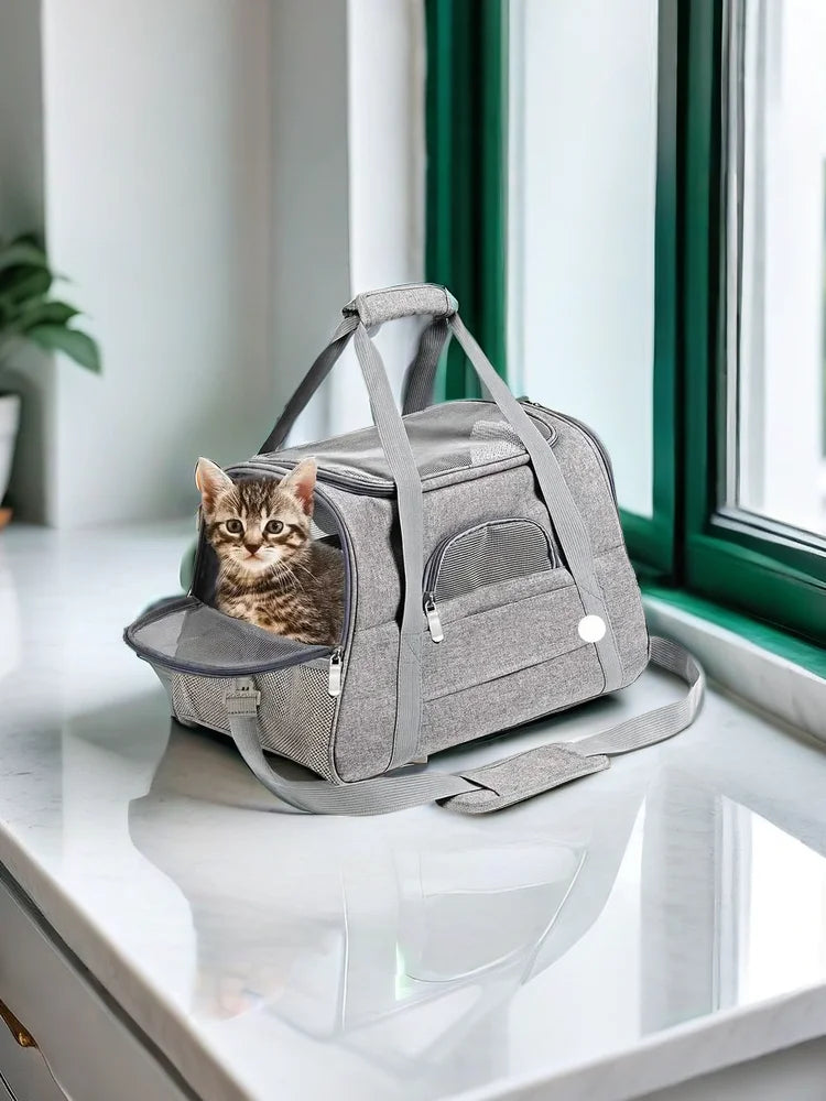Large Cat & Small Dog Carrier Bag, Soft-Sided Oxford Travel Carrier