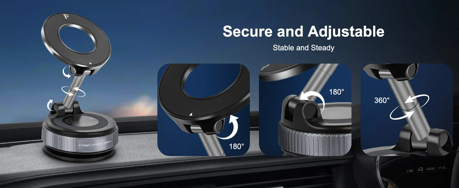 360° Magnetic Car Phone Holder with Vacuum Suction Cup