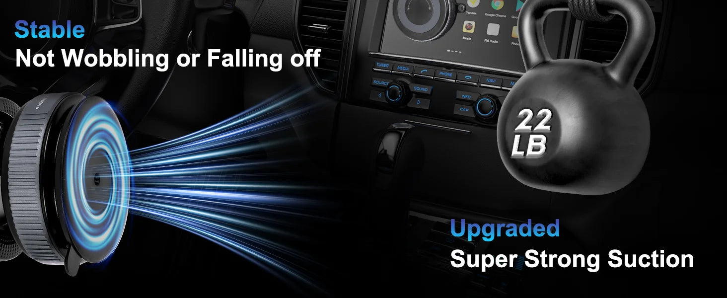 360° Magnetic Car Phone Holder with Vacuum Suction Cup
