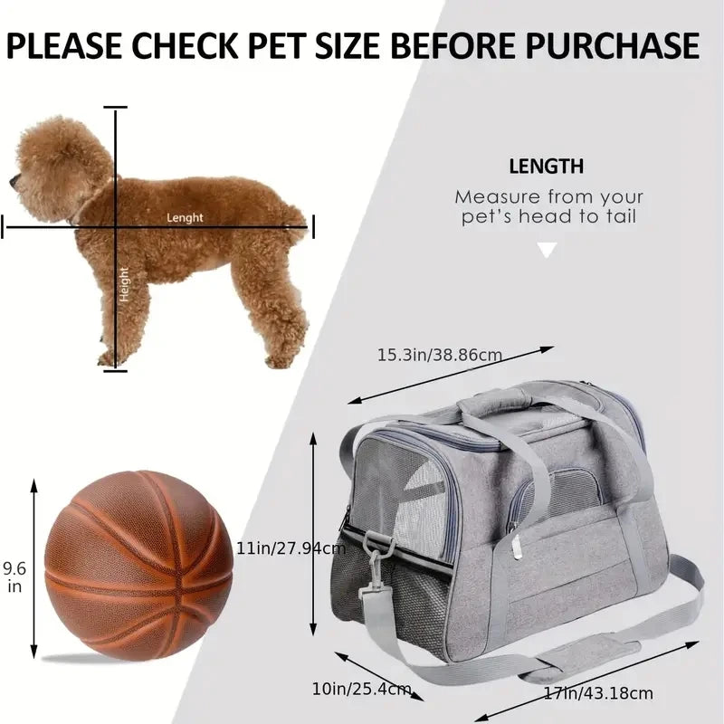 Large Cat & Small Dog Carrier Bag, Soft-Sided Oxford Travel Carrier