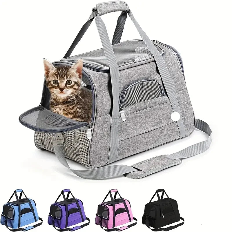 Large Cat & Small Dog Carrier Bag, Soft-Sided Oxford Travel Carrier