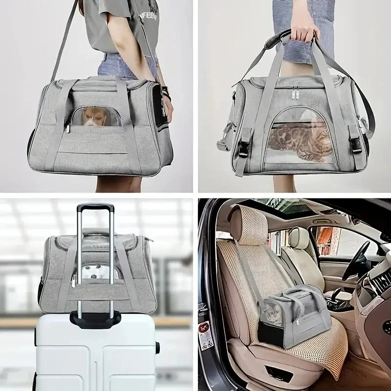 Large Cat & Small Dog Carrier Bag, Soft-Sided Oxford Travel Carrier