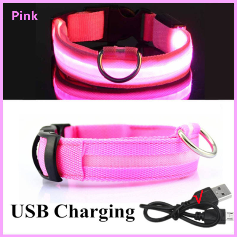 LED Glowing Dog Collar Adjustable Flash Night Anti Lost Collar