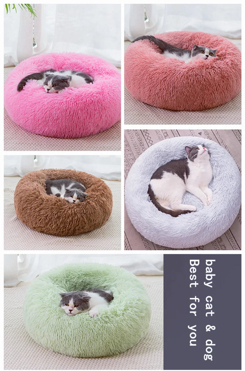 Donut Mand Dog Accessories for Large Dogs Cat's House Plush Pet Bed for Dog XXL Round Mat For Small Medium Animal Calming 100CM