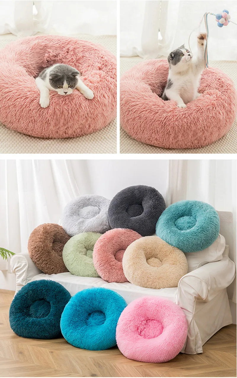 Donut Mand Dog Accessories for Large Dogs Cat's House Plush Pet Bed for Dog XXL Round Mat For Small Medium Animal Calming 100CM
