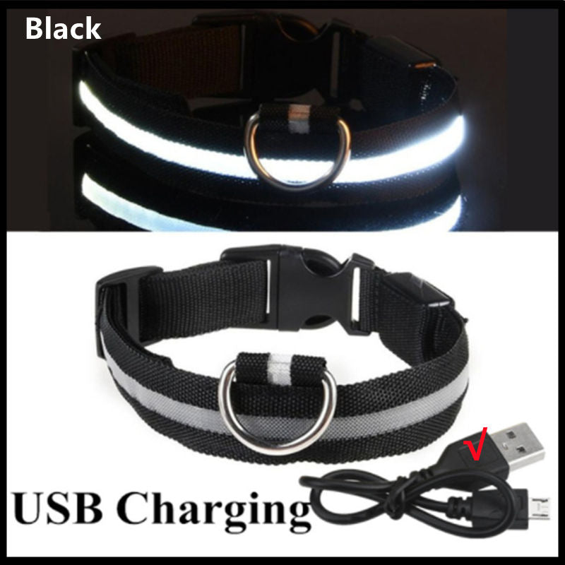 LED Glowing Dog Collar Adjustable Flash Night Anti Lost Collar