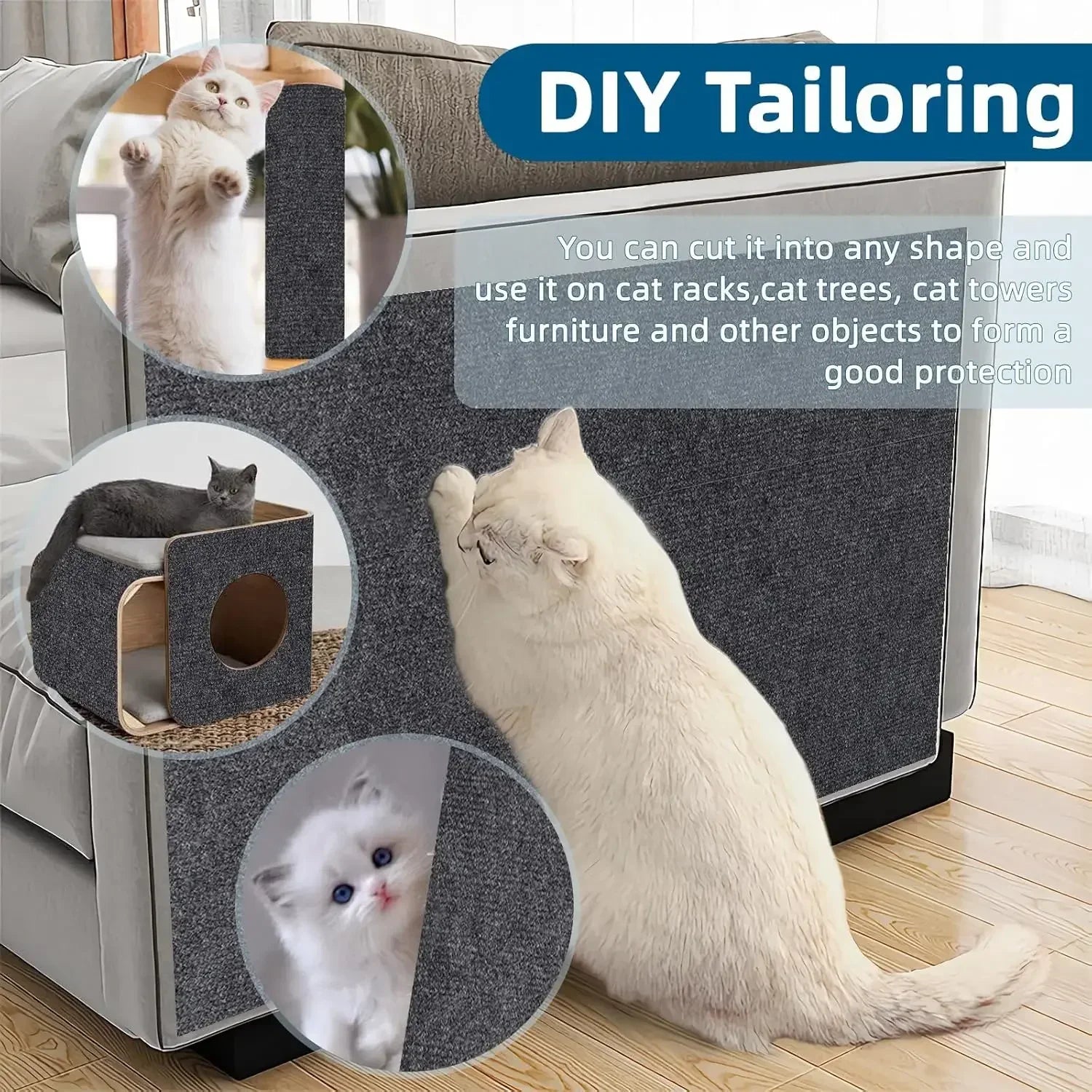 Self Adhesive Cat Scratch Protector Mat for Sofas, Furniture & Walls