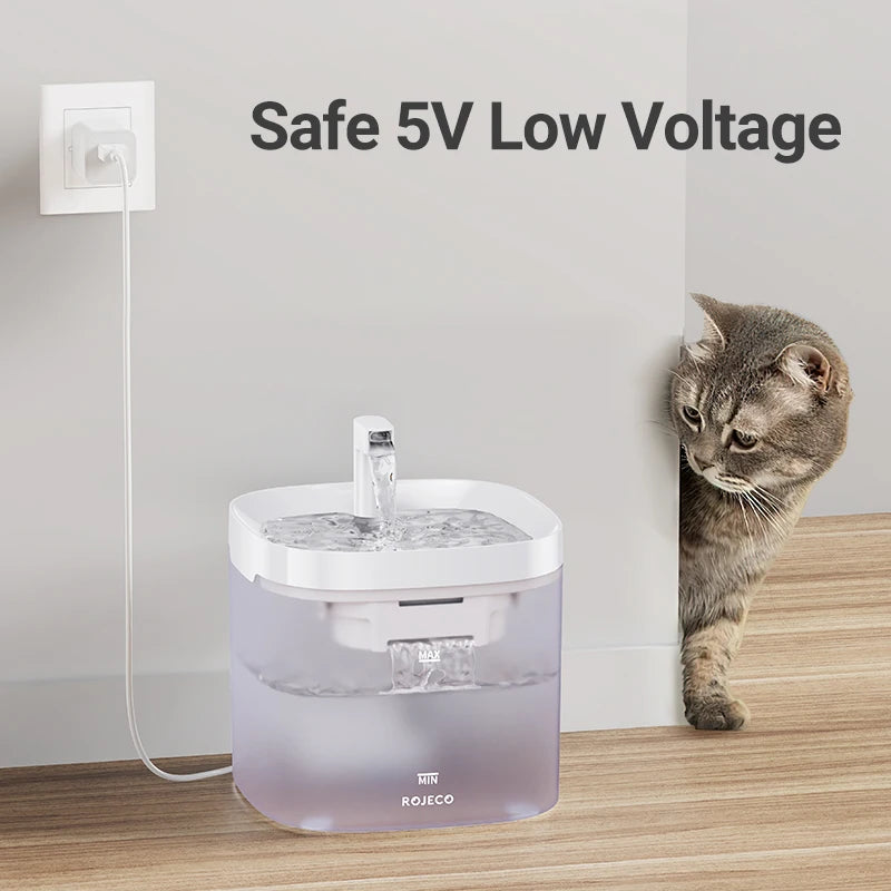 ROJECO 1.5L Automatic Cat Water Fountain Quiet Filtered Pet Water Dispenser