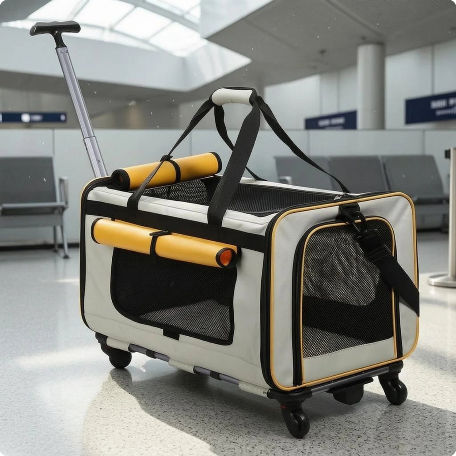 Collapsible Pet Trolley Carrier with Wheels