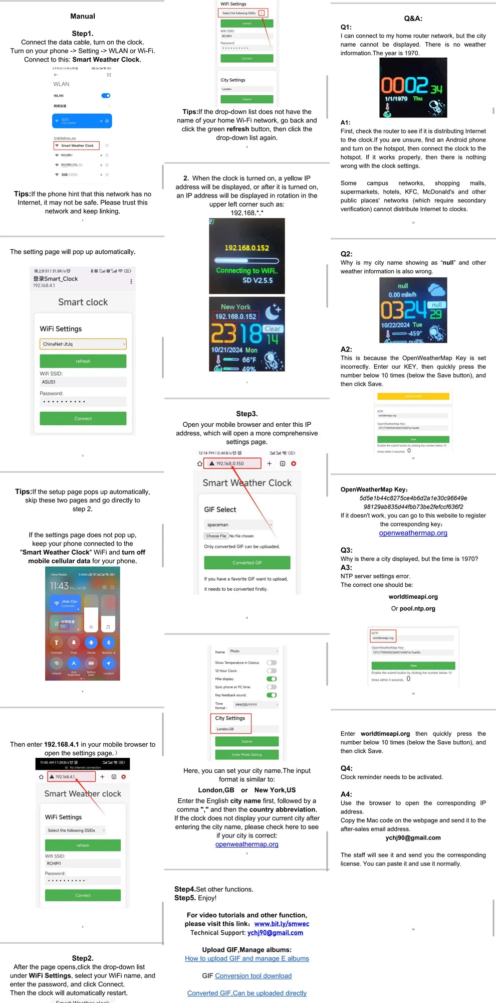 MINI Size Smart WIFI Weather Station Clock for Gaming Desktop Decoration. DIY Cute GIF Animations and Electronic Album function