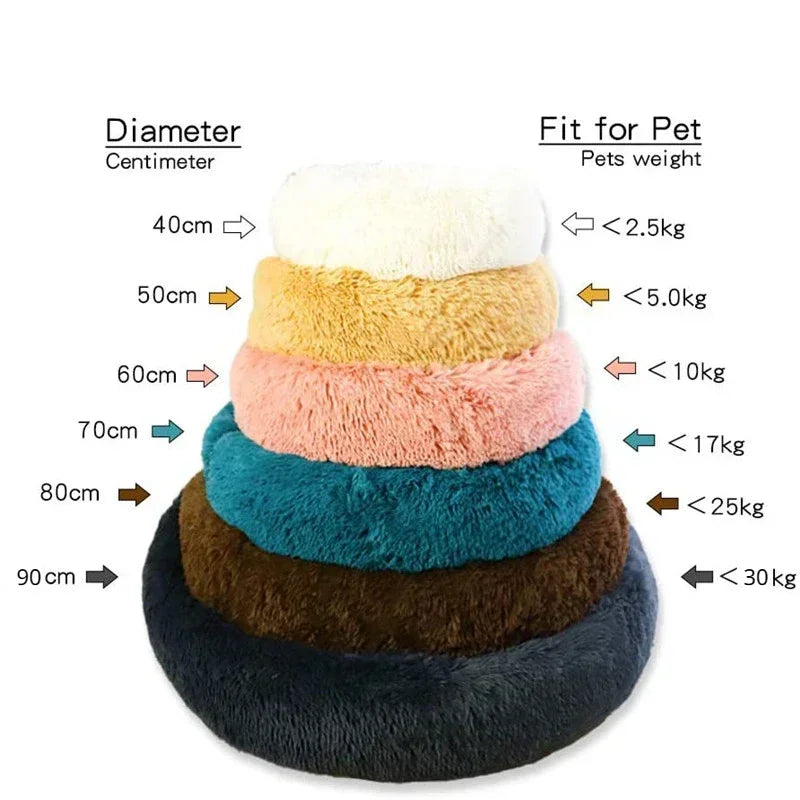 Calming Plush Cat Bed Warm Washable Donut Cushion for Indoor Pets