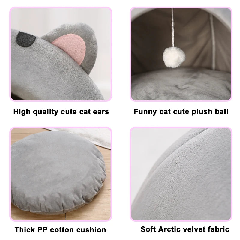 Warm Cotton Cat Cave Bed Cozy Indoor House for Cats Kittens