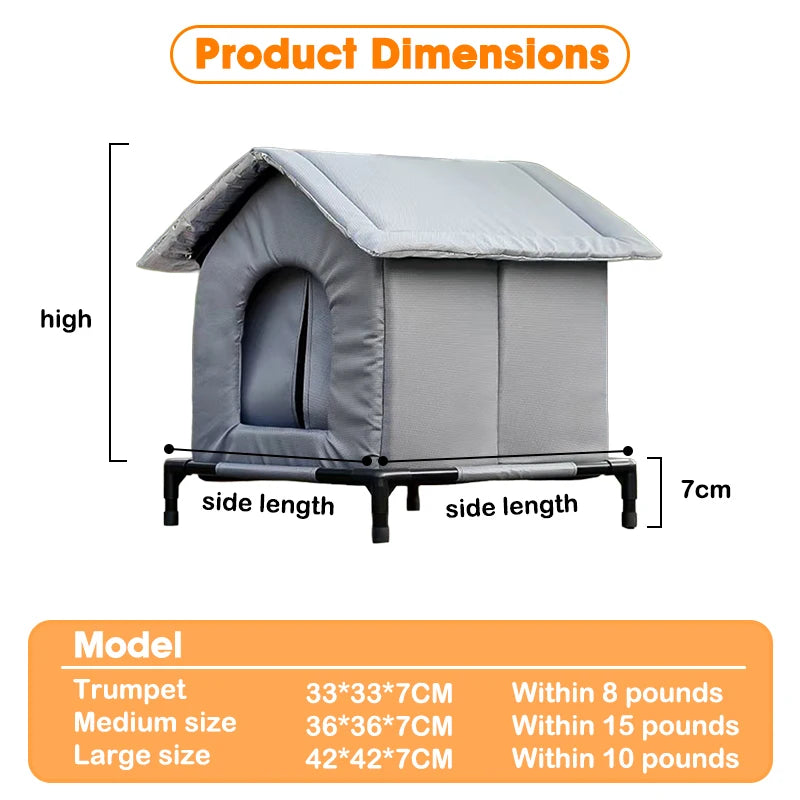 Waterproof Outdoor Cat House Weatherproof Shelter for Stray Cats Year-Round Protection
