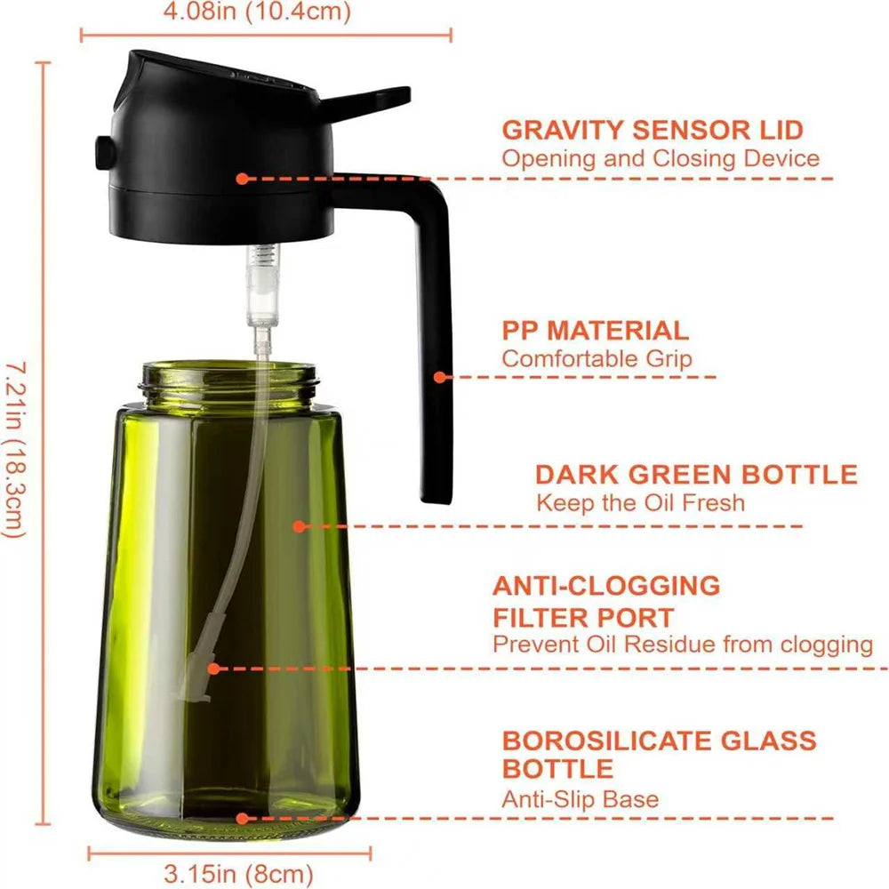 2-in-1 Olive Oil Sprayer & Dispenser Bottle