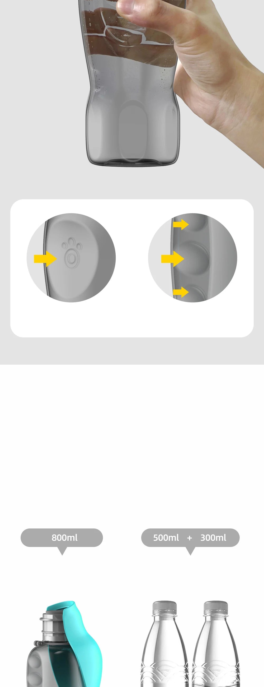 800ml Portable Dog Water Bottle For Big Dogs Pet