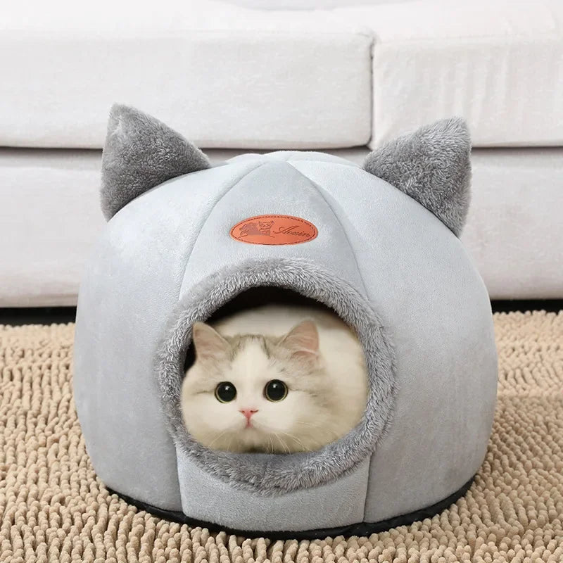 Warm Cat Cave Bed Removable Indoor House for Cats and Kittens