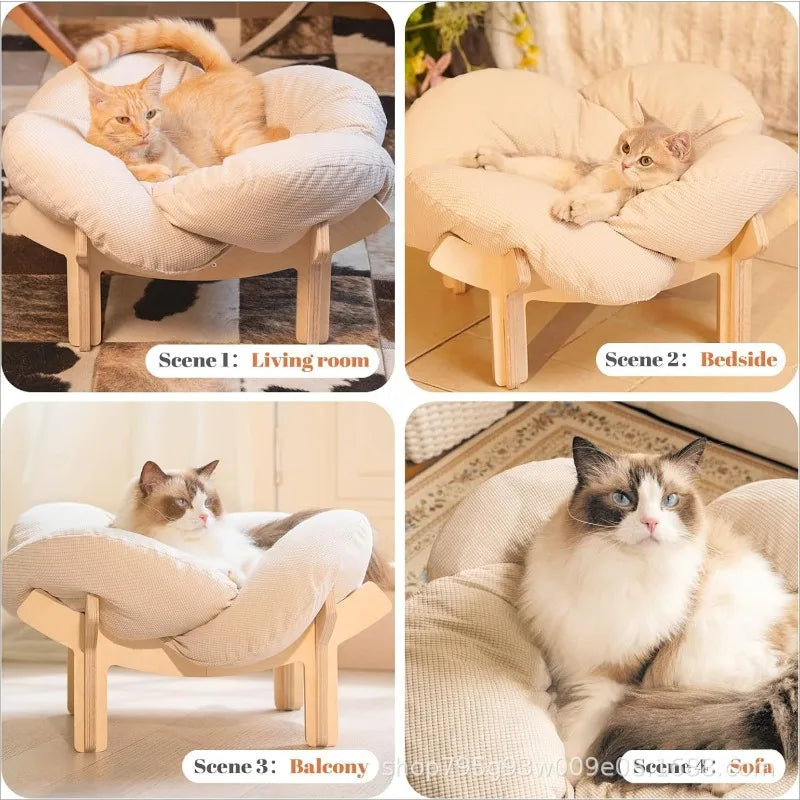 Elevated Solid Wood Pet Sofa