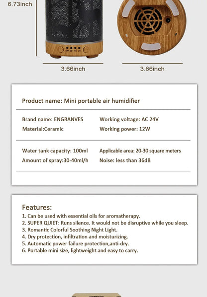 Aroma Diffuser Ultrasonic Perfume Air Humidifier Iron Art Deer Pattern Smart Room Fragrance Humidifier with LED Night Lights