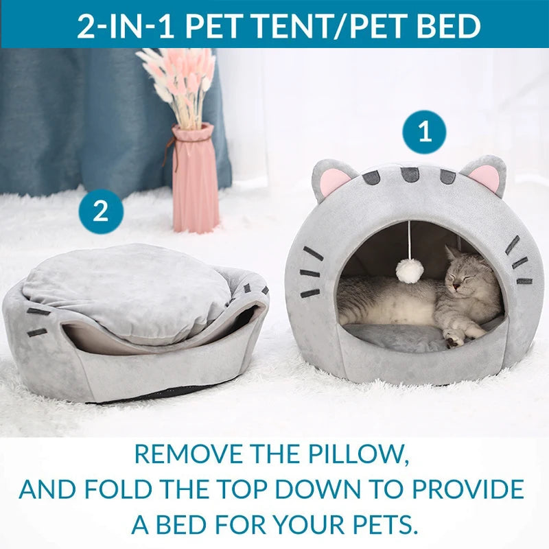Warm Cotton Cat Cave Bed Cozy Indoor House for Cats Kittens
