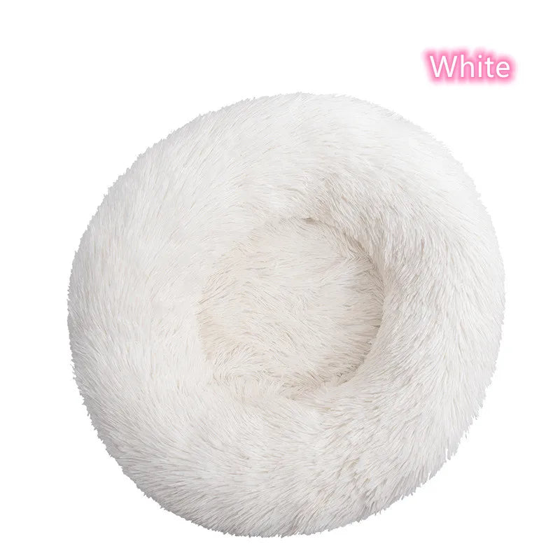 Calming Plush Cat Bed Warm Washable Donut Cushion for Indoor Pets
