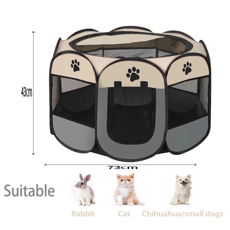Foldable Oxford Cloth Pet Tent Portable Cat House & Small Dog Playpen