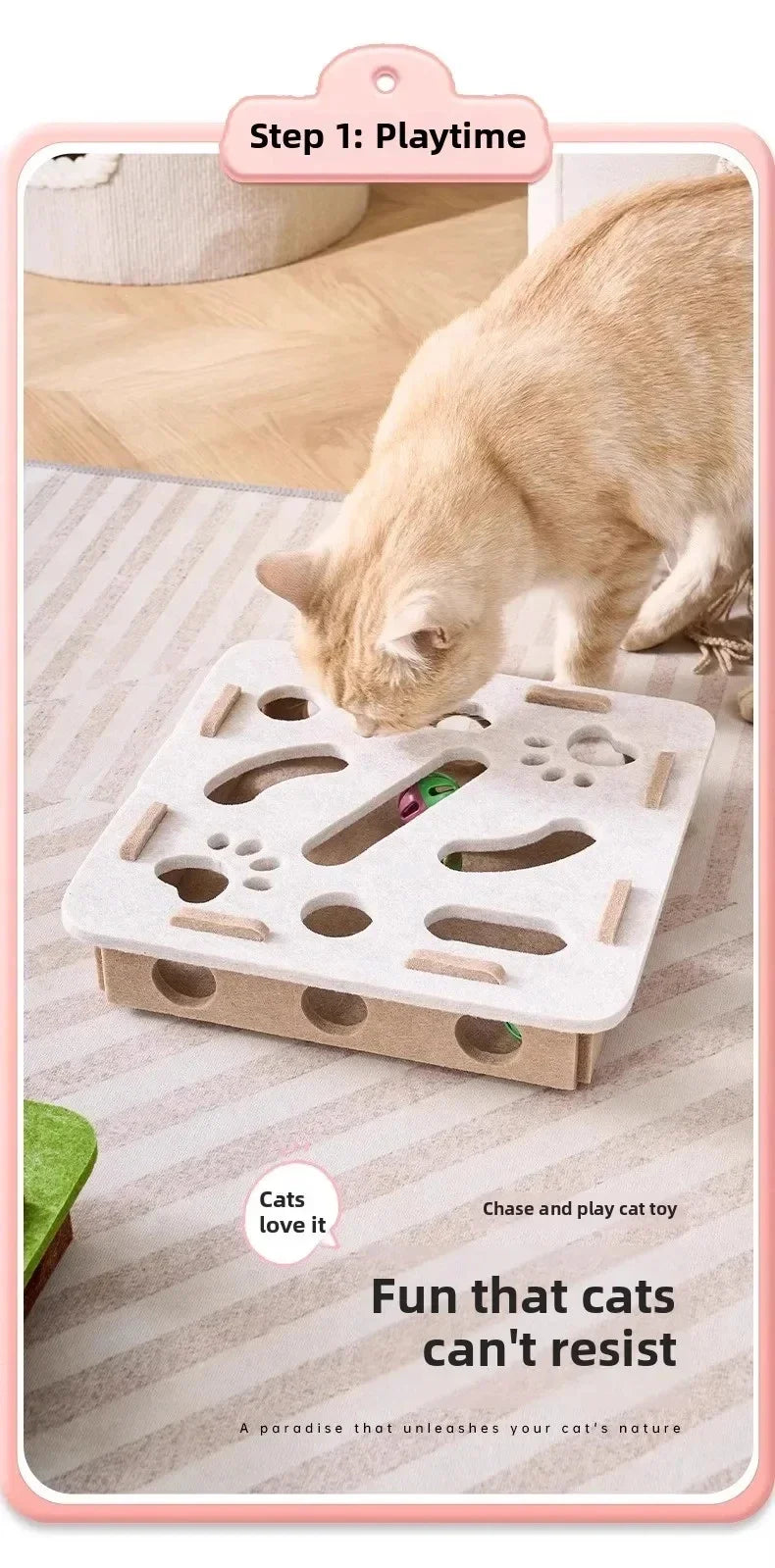 Interactive Cat Puzzle Toy & Ball Playhouse