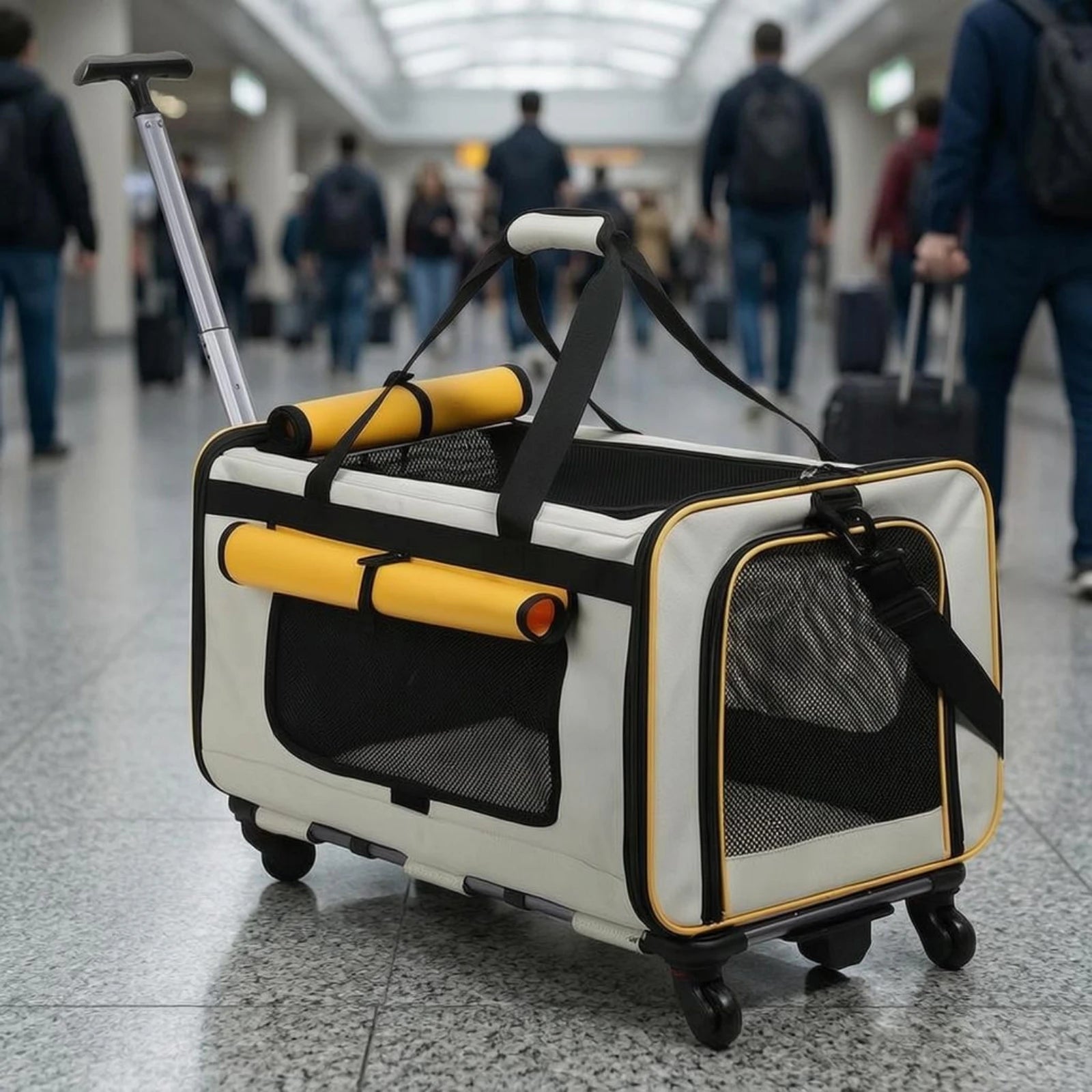 Collapsible Pet Trolley Carrier with Wheels