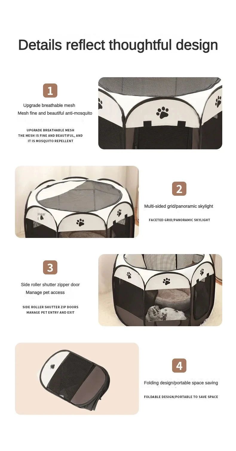 Foldable Oxford Cloth Pet Tent Portable Cat House & Small Dog Playpen