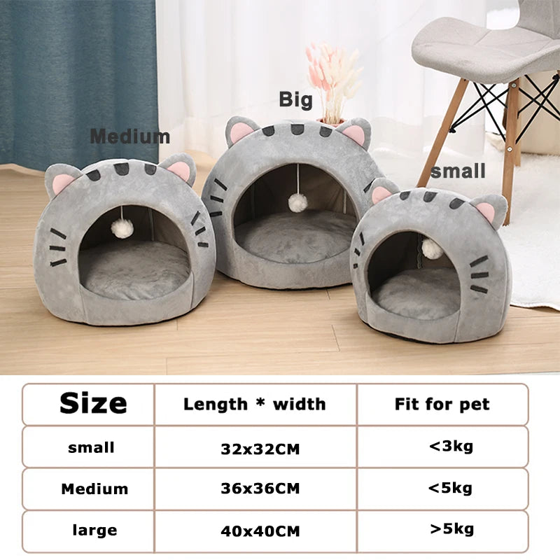 Warm Cotton Cat Cave Bed Cozy Indoor House for Cats Kittens