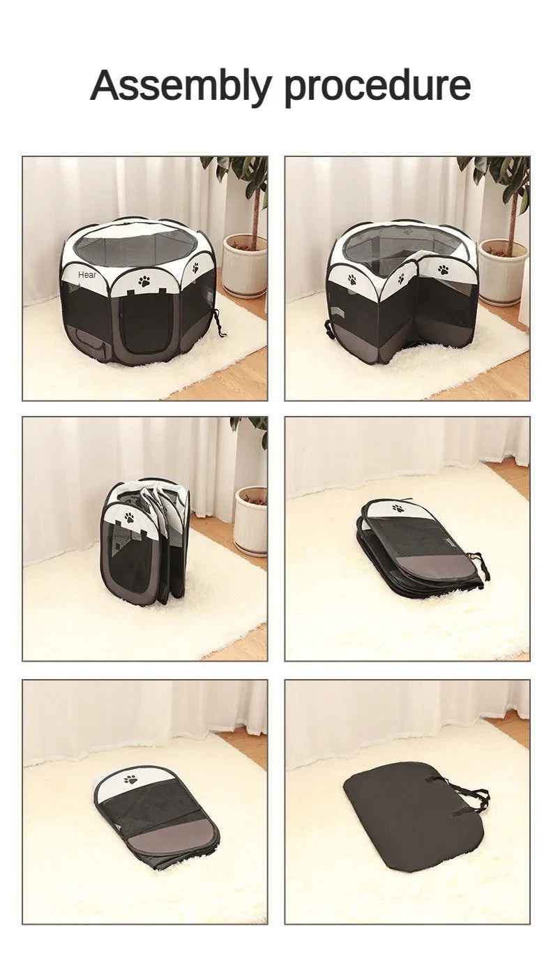 Foldable Oxford Cloth Pet Tent Portable Cat House & Small Dog Playpen