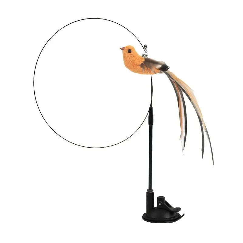 Interactive Feather Bird Cat Toy with Suction Cup