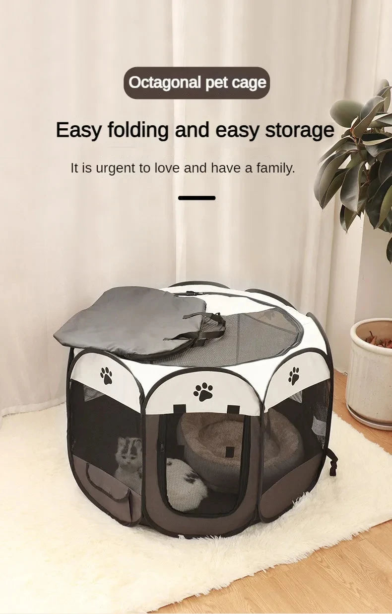 Foldable Oxford Cloth Pet Tent Portable Cat House & Small Dog Playpen