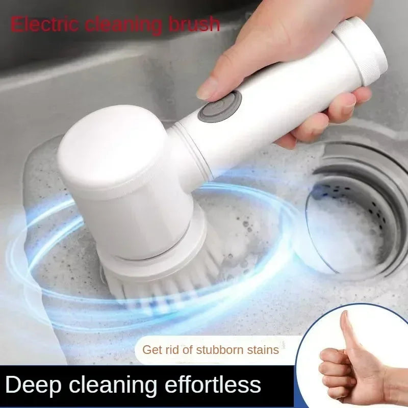 Rechargeable Cleaning Brush with 5 Replaceable Brush Heads