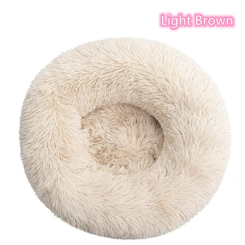 Calming Plush Cat Bed Warm Washable Donut Cushion for Indoor Pets