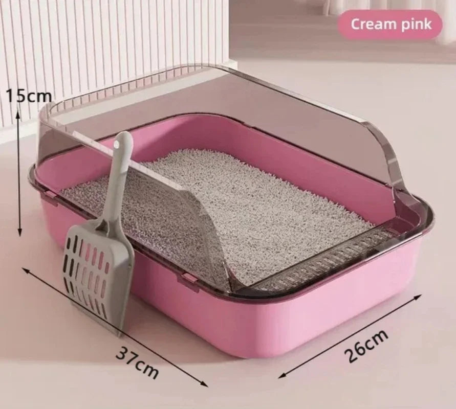 Kitty Sandbox Cat Litter Box Semi-enclosed Splashproof Cat Tray