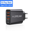 Total 60W USB C Charger Multi 4 Ports Type C Fast Charging