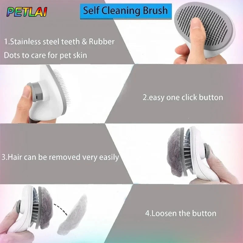 Cat & Dog Hair Removal Slicker Brush with Anti-Slip Handle
