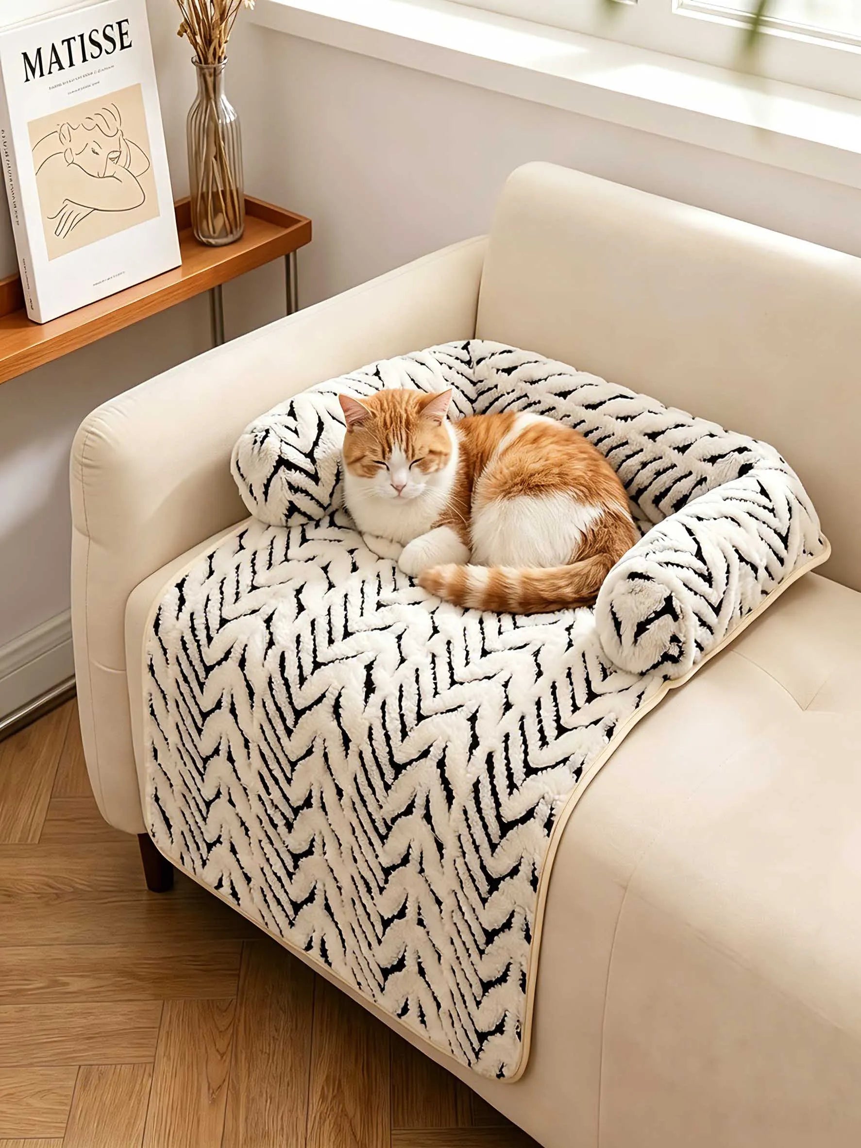 Zebra Plush Cat & Dog Bed Mat
