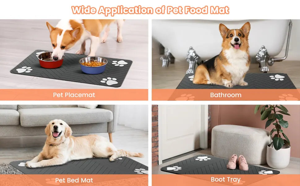 Absorbent Pet Feeding Mat for Dogs & Cats