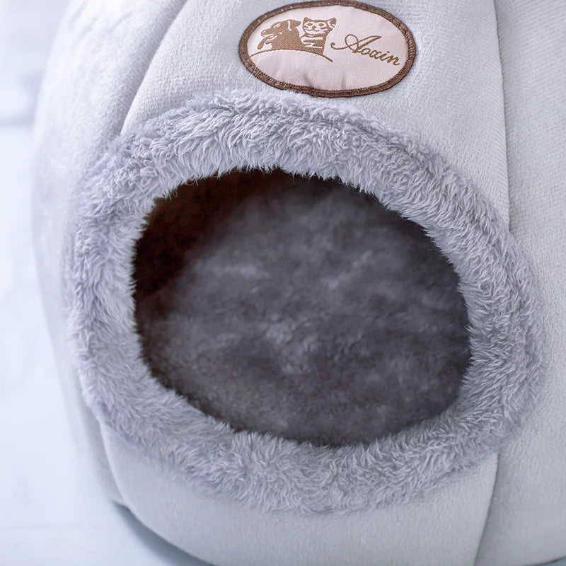Warm Cat Cave Bed Removable Indoor House for Cats and Kittens