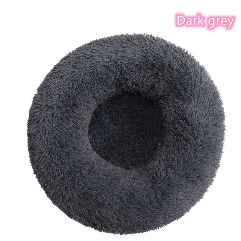 Calming Plush Cat Bed Warm Washable Donut Cushion for Indoor Pets
