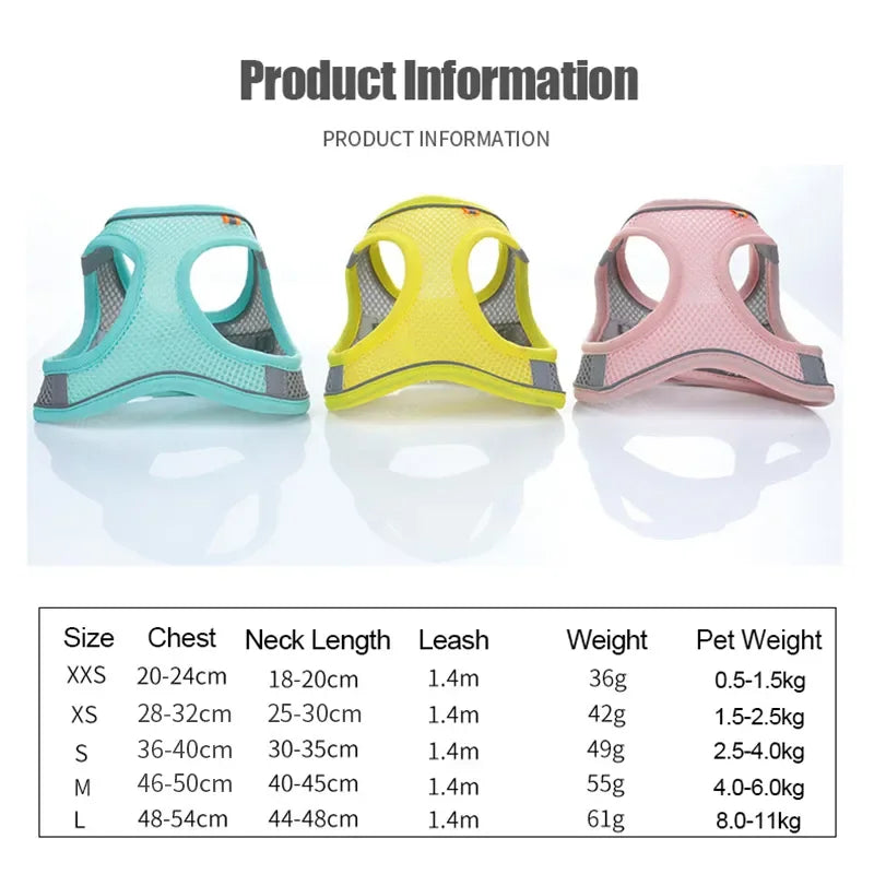 Reflective Mesh Pet Harness Set