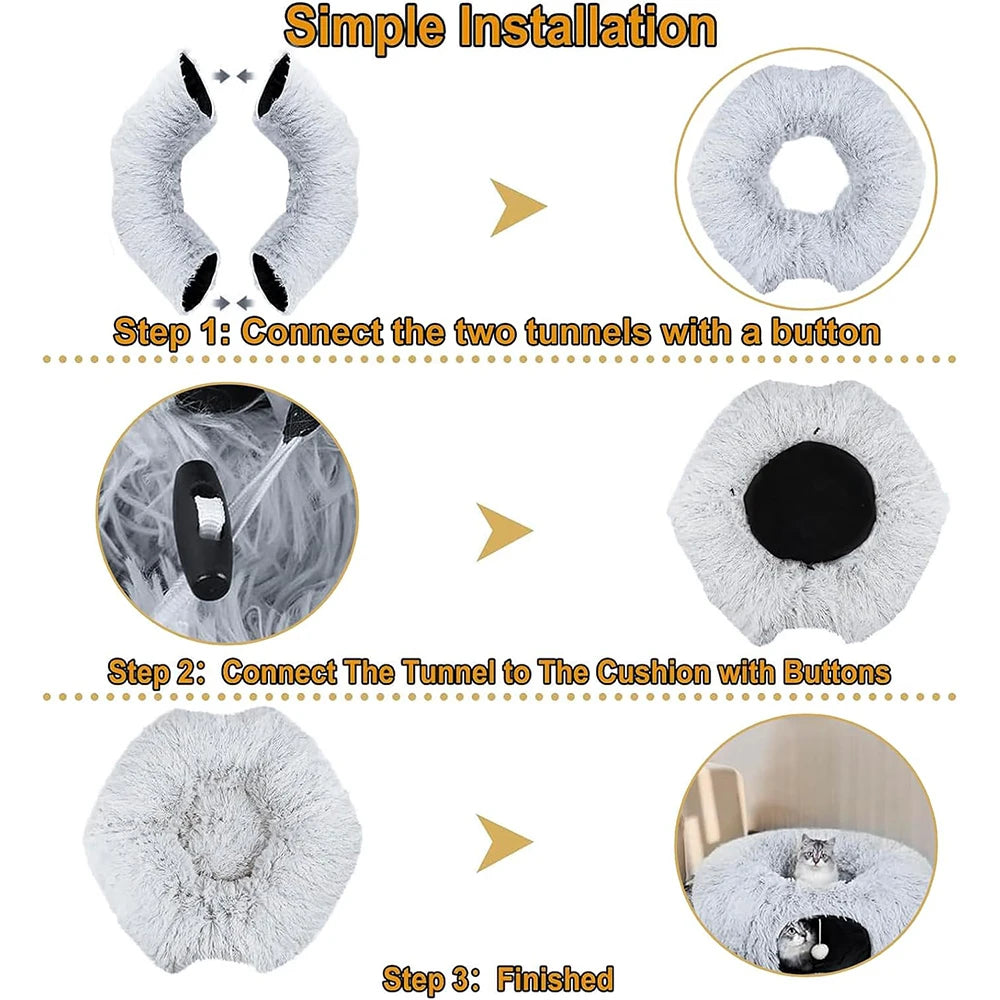 Plush Cat Bed Removable Washable Cover Cozy Cushion for Indoor Cats