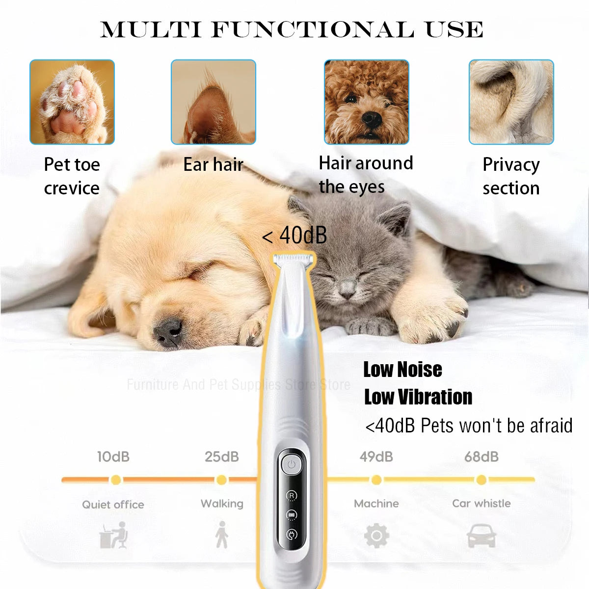 Rechargeable Dog Paw Trimmer with LED Light