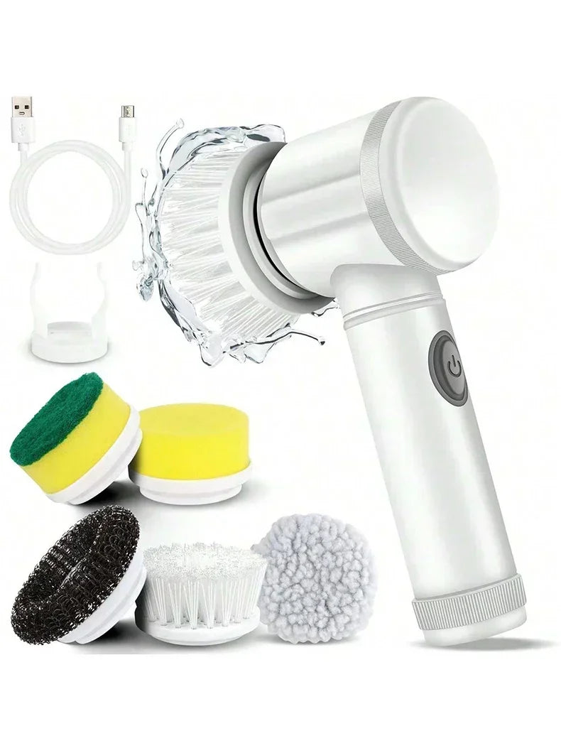 Rechargeable Cleaning Brush with 5 Replaceable Brush Heads