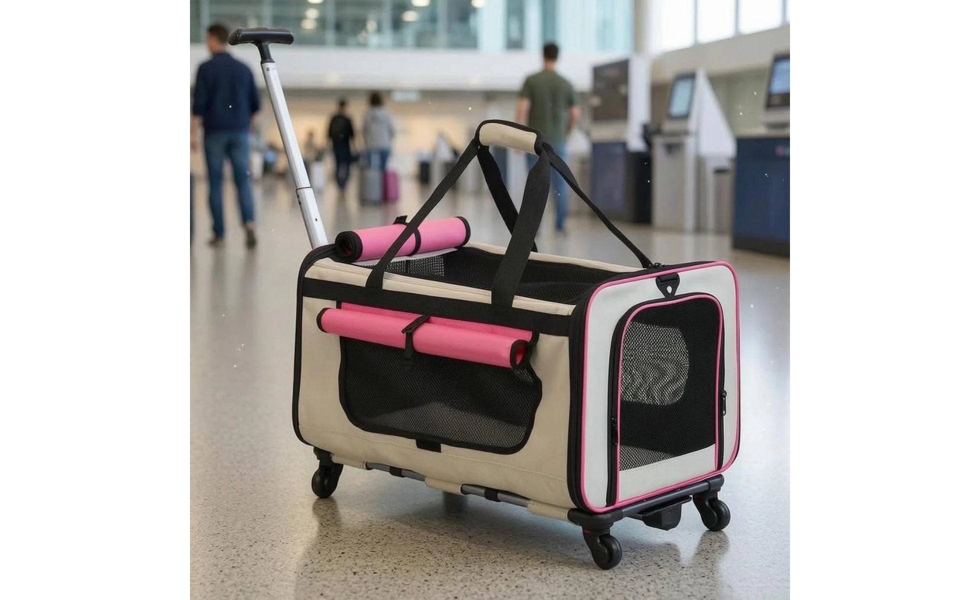Collapsible Pet Trolley Carrier with Wheels