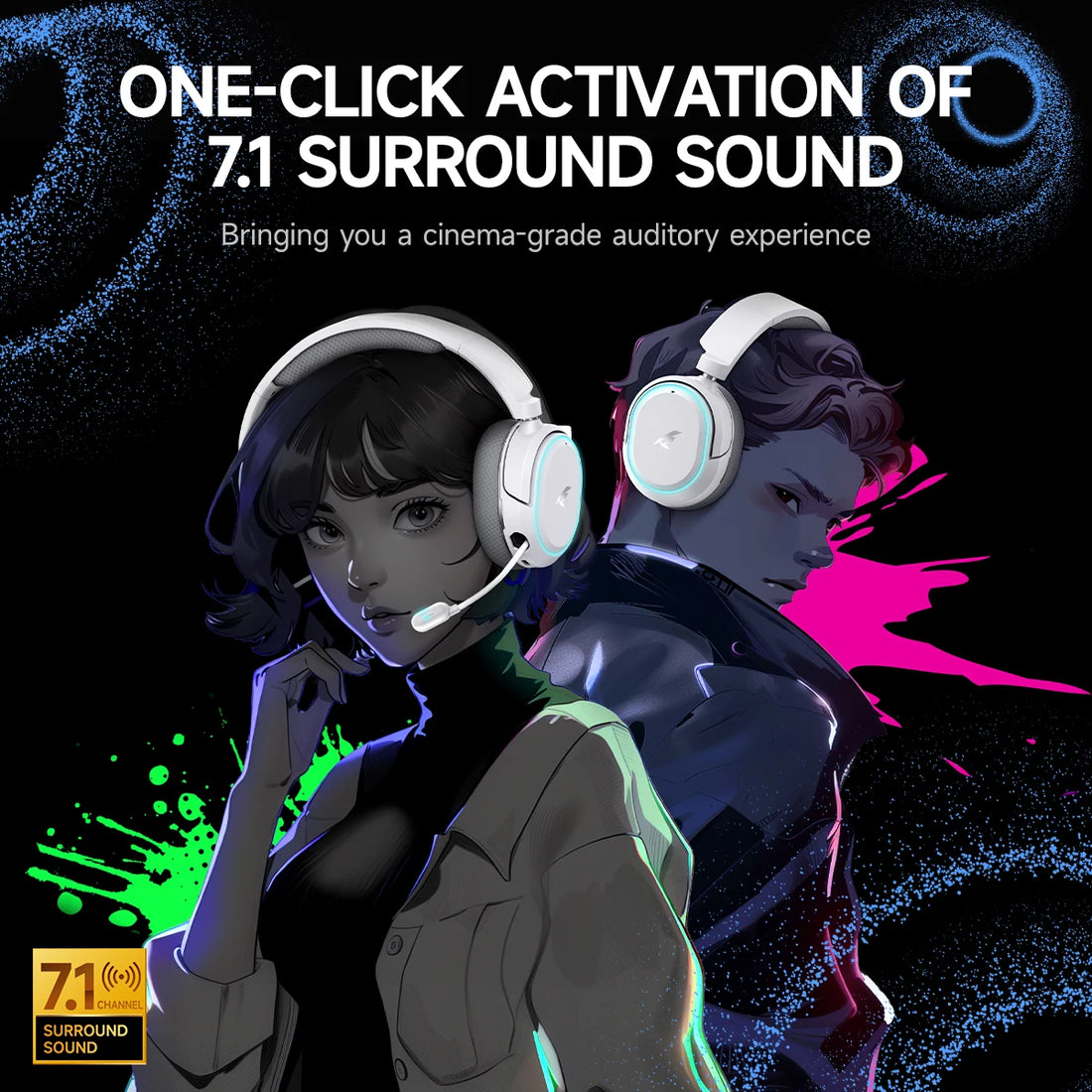 Picun G2 2.4GHz Bluetooth Wireless Gaming Headset For PC PS4 PS5