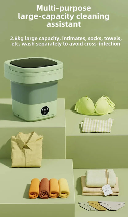 Portable Folding Washing Machine Home Use Integrated 11L Large Capacity Bras Pants Stockings Mini Washing Machine