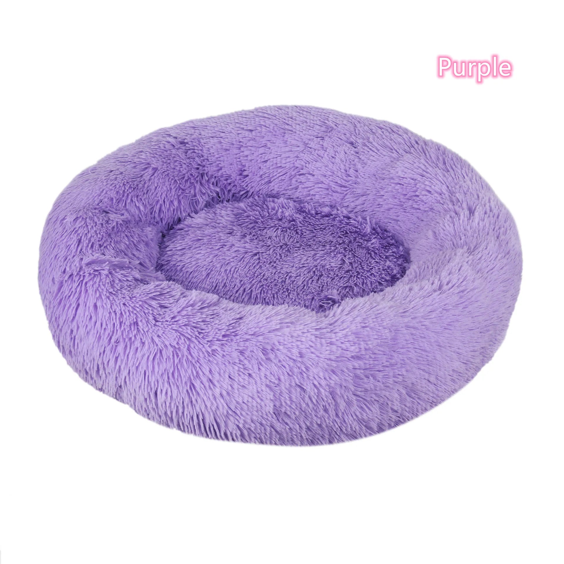 Calming Plush Cat Bed Warm Washable Donut Cushion for Indoor Pets