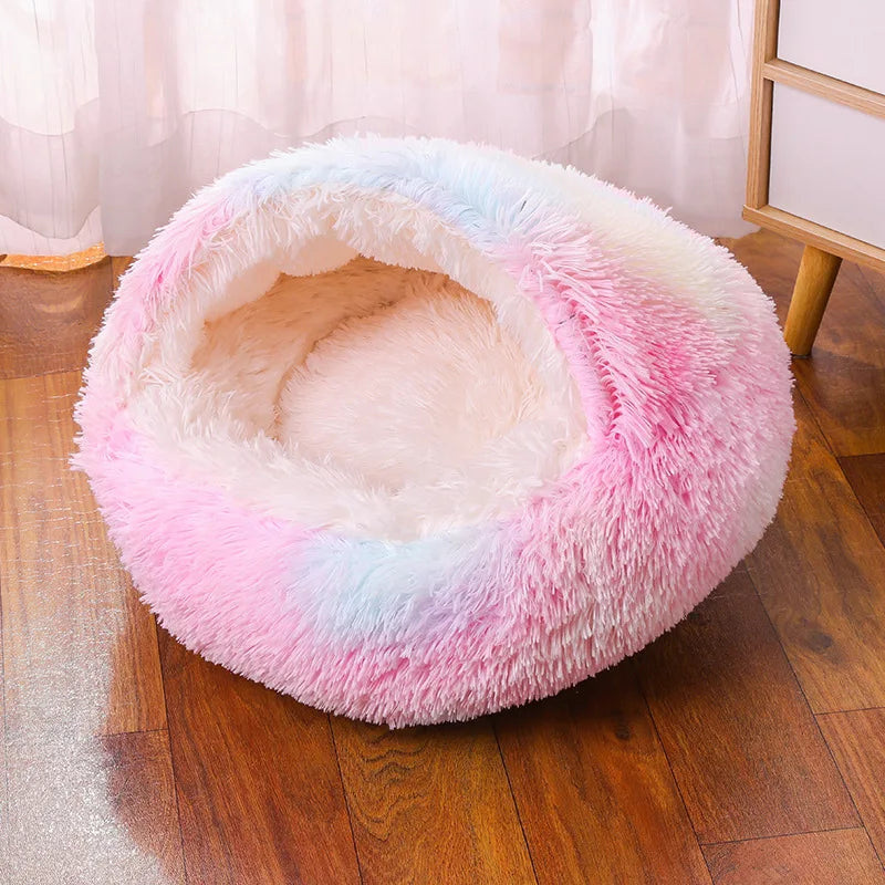 Cat Bed Cave for Indoor Donut Self Warming Small Dog Bed Anti-anxiety for Winter